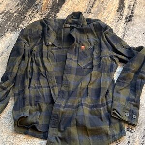 Green and Black Plaid Button-Up Shirt